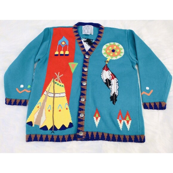 J Two New York Sweaters - Vintage J Two New York Sz XL Sweater Native American Cardigan Knit Women’s